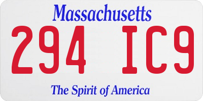 MA license plate 294IC9