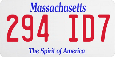 MA license plate 294ID7