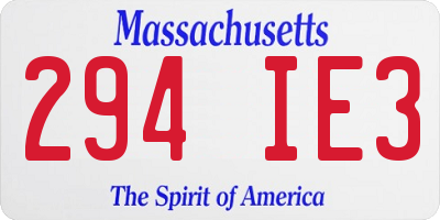 MA license plate 294IE3