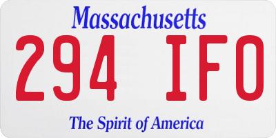 MA license plate 294IF0