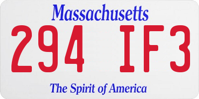 MA license plate 294IF3