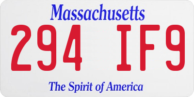 MA license plate 294IF9