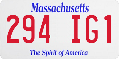 MA license plate 294IG1