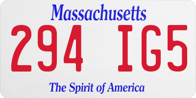 MA license plate 294IG5