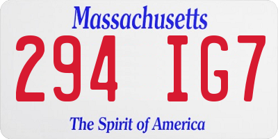 MA license plate 294IG7