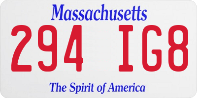 MA license plate 294IG8