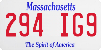 MA license plate 294IG9