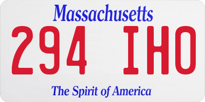 MA license plate 294IH0