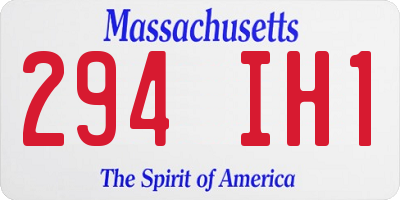 MA license plate 294IH1