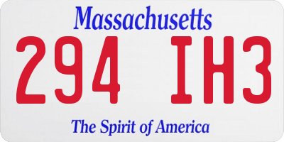 MA license plate 294IH3