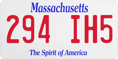 MA license plate 294IH5