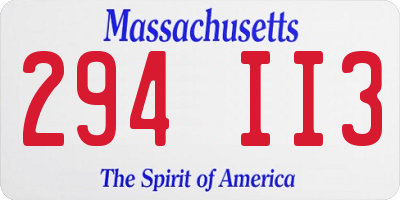MA license plate 294II3
