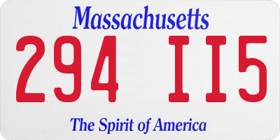 MA license plate 294II5