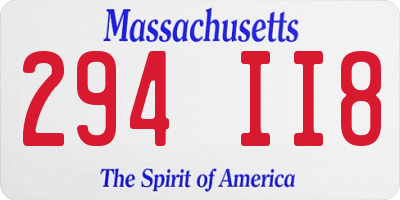 MA license plate 294II8