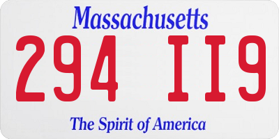 MA license plate 294II9