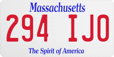 MA license plate 294IJ0
