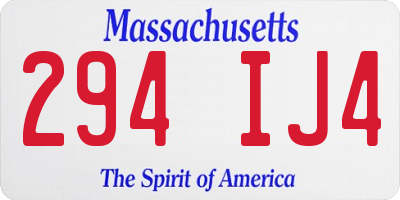 MA license plate 294IJ4