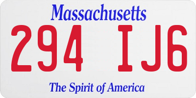 MA license plate 294IJ6