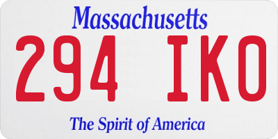 MA license plate 294IK0