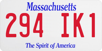 MA license plate 294IK1
