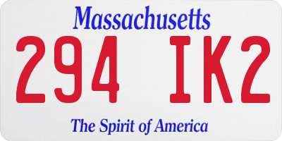 MA license plate 294IK2