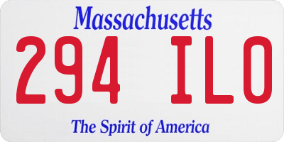 MA license plate 294IL0