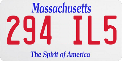 MA license plate 294IL5