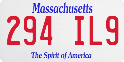 MA license plate 294IL9