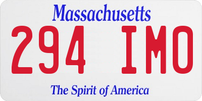 MA license plate 294IM0