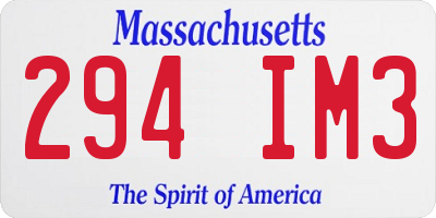 MA license plate 294IM3