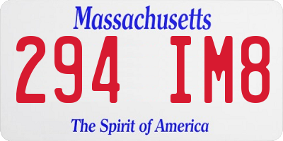 MA license plate 294IM8