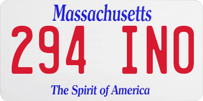 MA license plate 294IN0