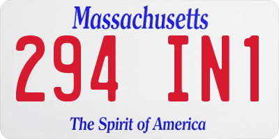 MA license plate 294IN1