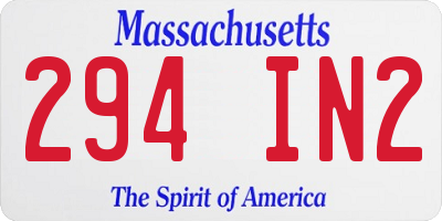 MA license plate 294IN2