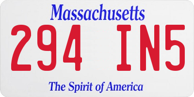 MA license plate 294IN5