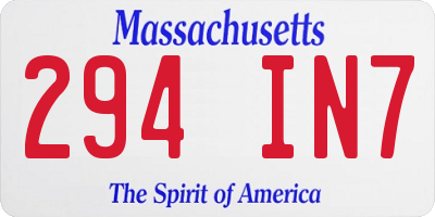 MA license plate 294IN7