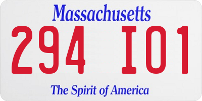MA license plate 294IO1