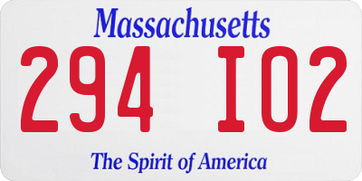 MA license plate 294IO2