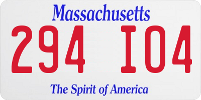 MA license plate 294IO4