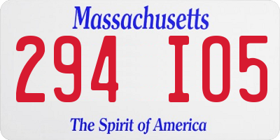 MA license plate 294IO5