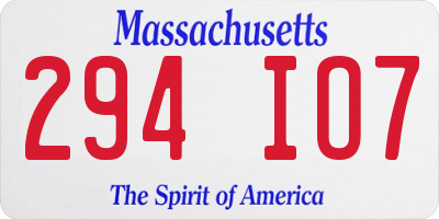 MA license plate 294IO7