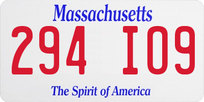 MA license plate 294IO9