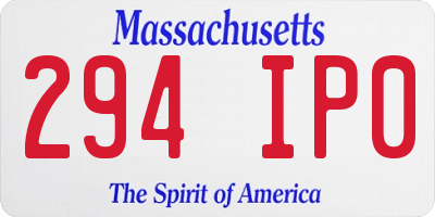 MA license plate 294IP0