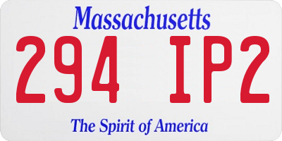 MA license plate 294IP2
