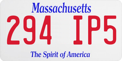 MA license plate 294IP5