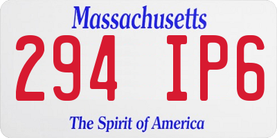 MA license plate 294IP6