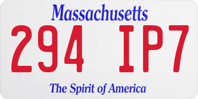 MA license plate 294IP7