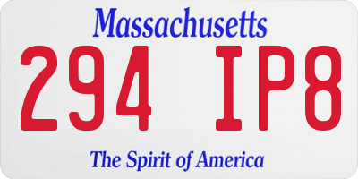 MA license plate 294IP8