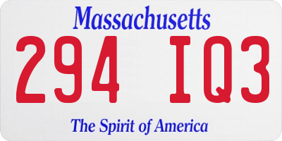 MA license plate 294IQ3