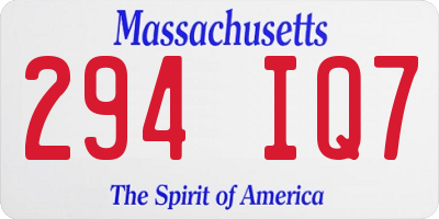 MA license plate 294IQ7